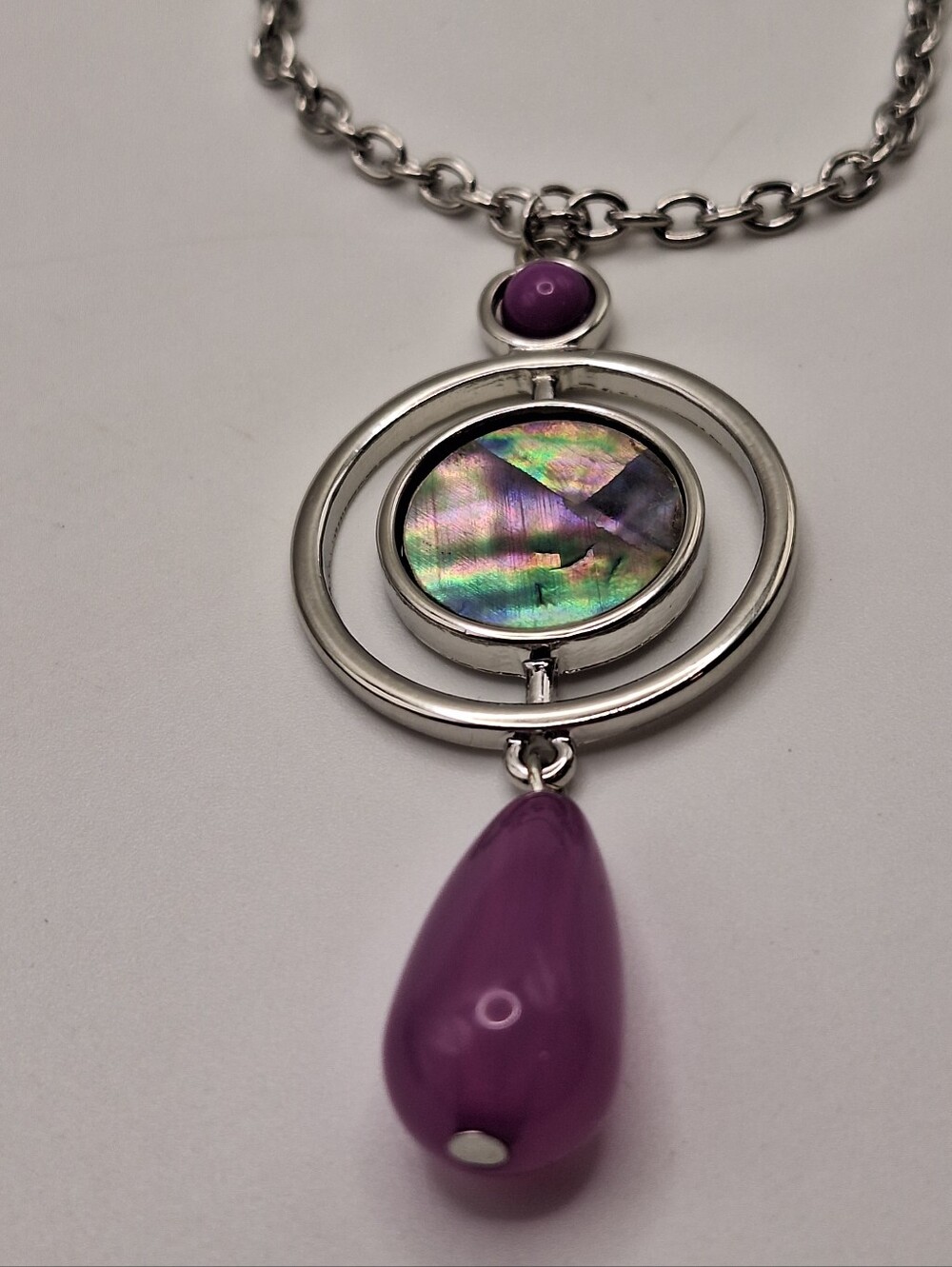 Purple Teardrop Abalone Pendant Necklace - Women's Jewelry
